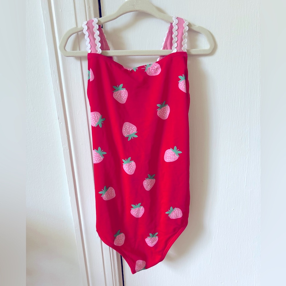 The Beaufort Bonnet Company Kids Red Strawberry One-Piece Swimsuit